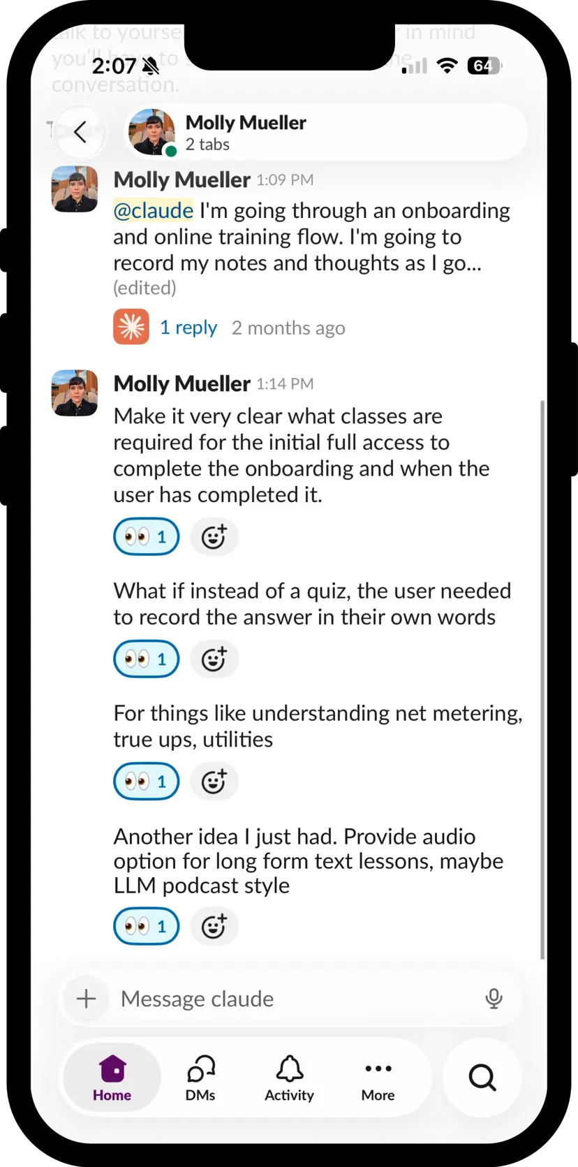 AI note-taking in Slack during the Docebo audit