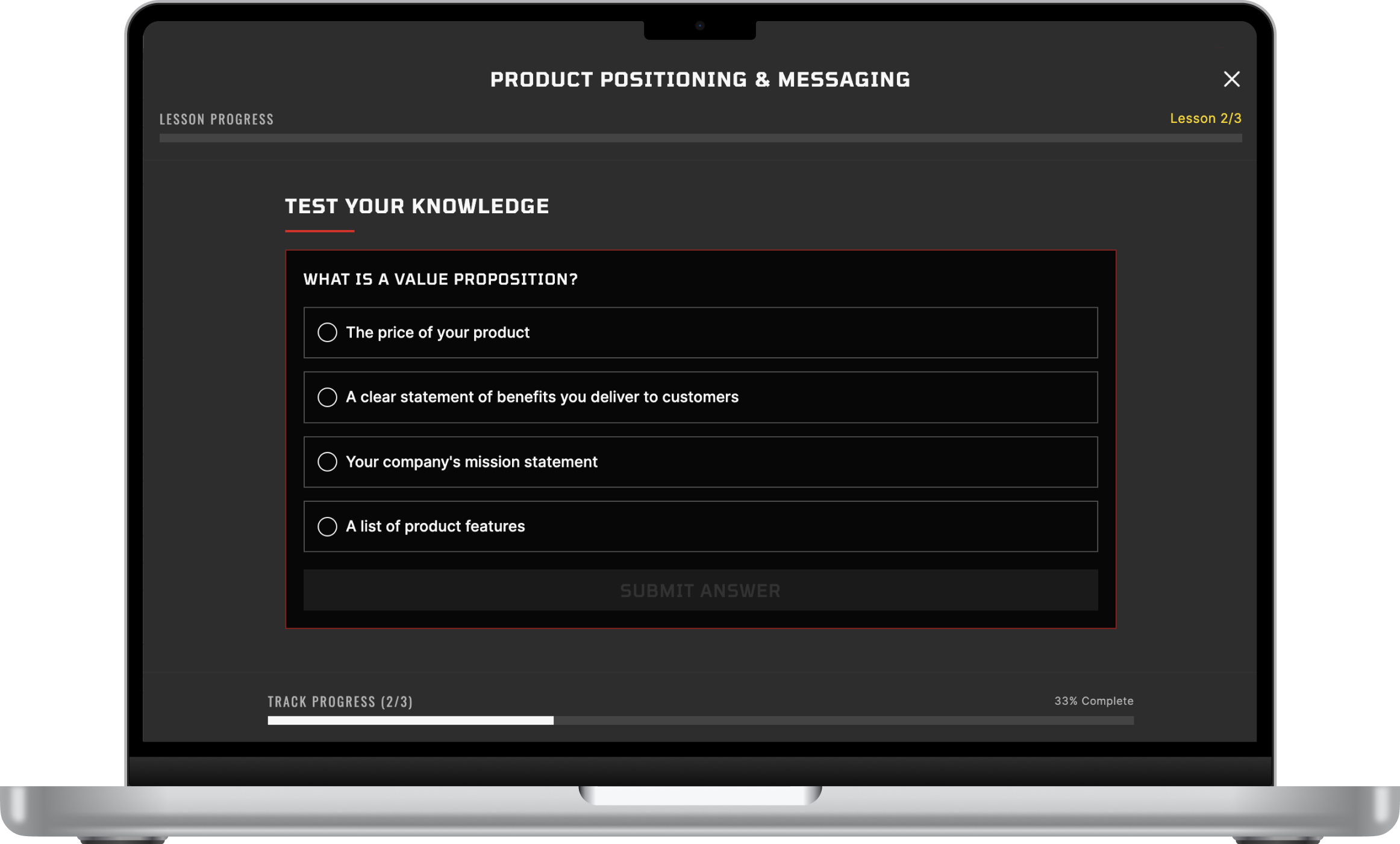 Solar University quiz screen